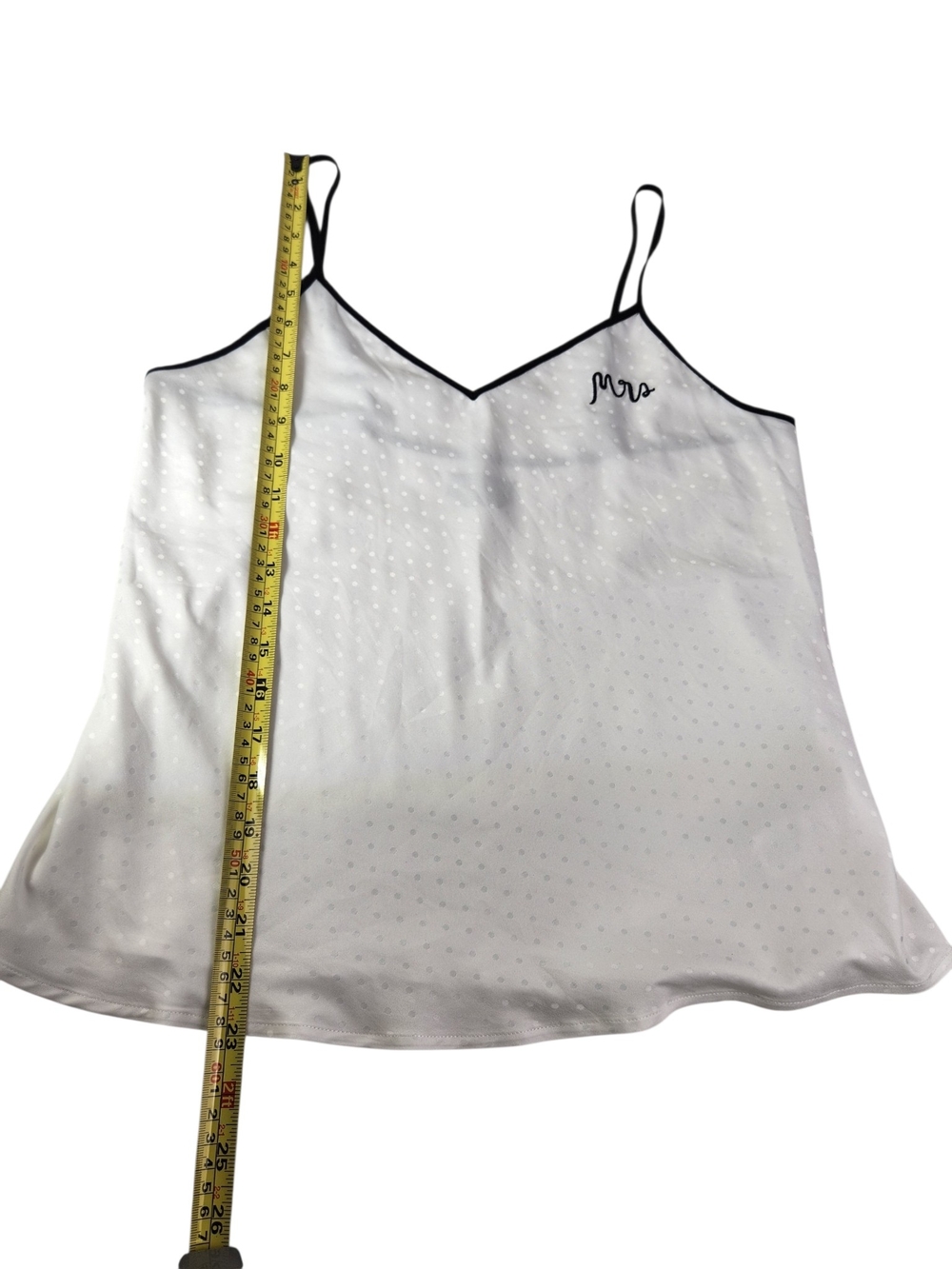 Kate Spade New York "Mrs" Satin PJ Cami Top Sm White Swiss Dot Bridal Sleepwear - Picture 14 of 14